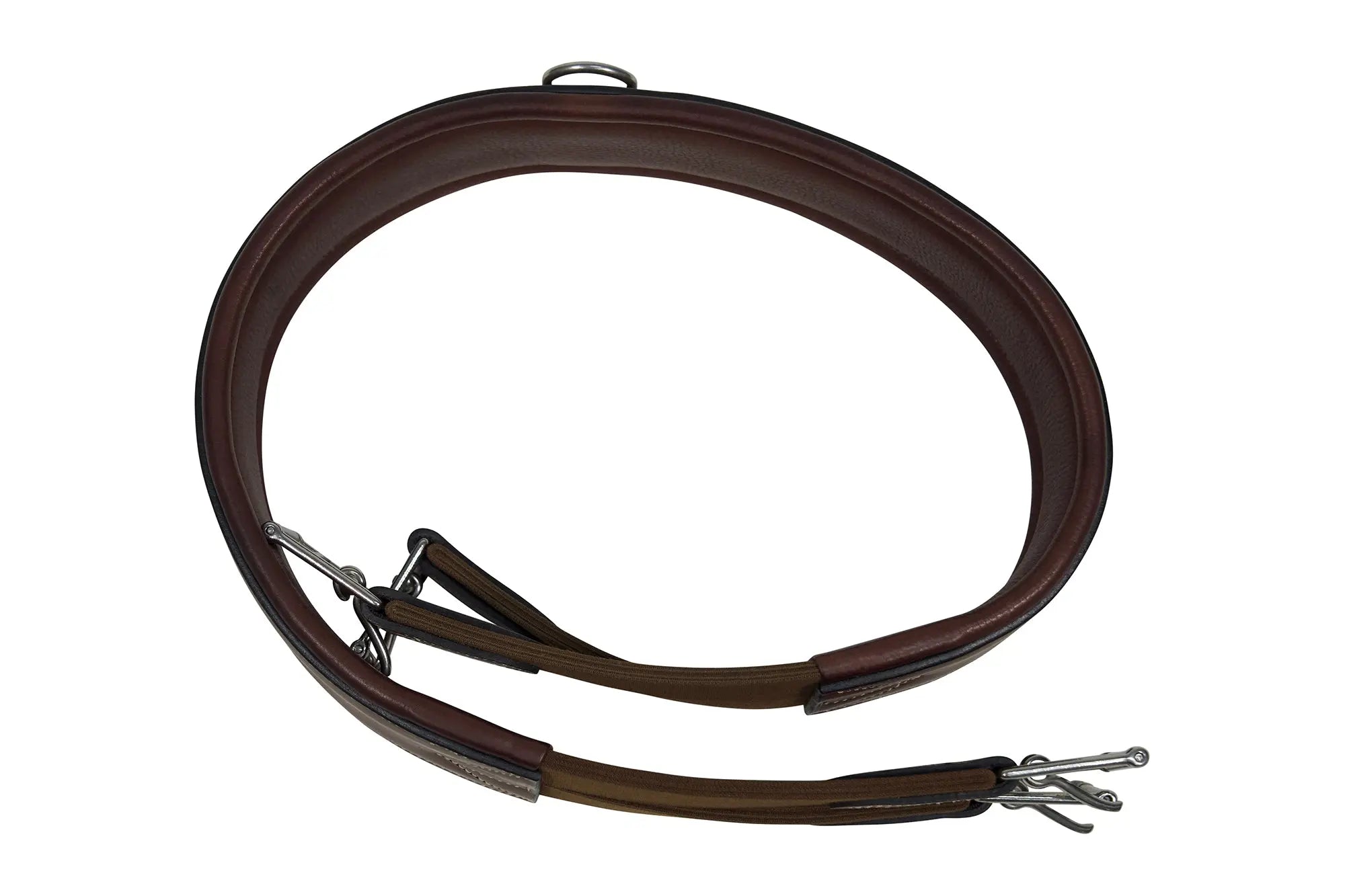 Sedgwick Leather Fancy Stitched Padded Leather Contour Shaped Girth with Double End Elastic