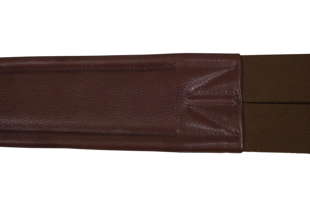 Sedgwick Leather Fancy Stitched Padded Leather Contour Shaped Girth with Double End Elastic