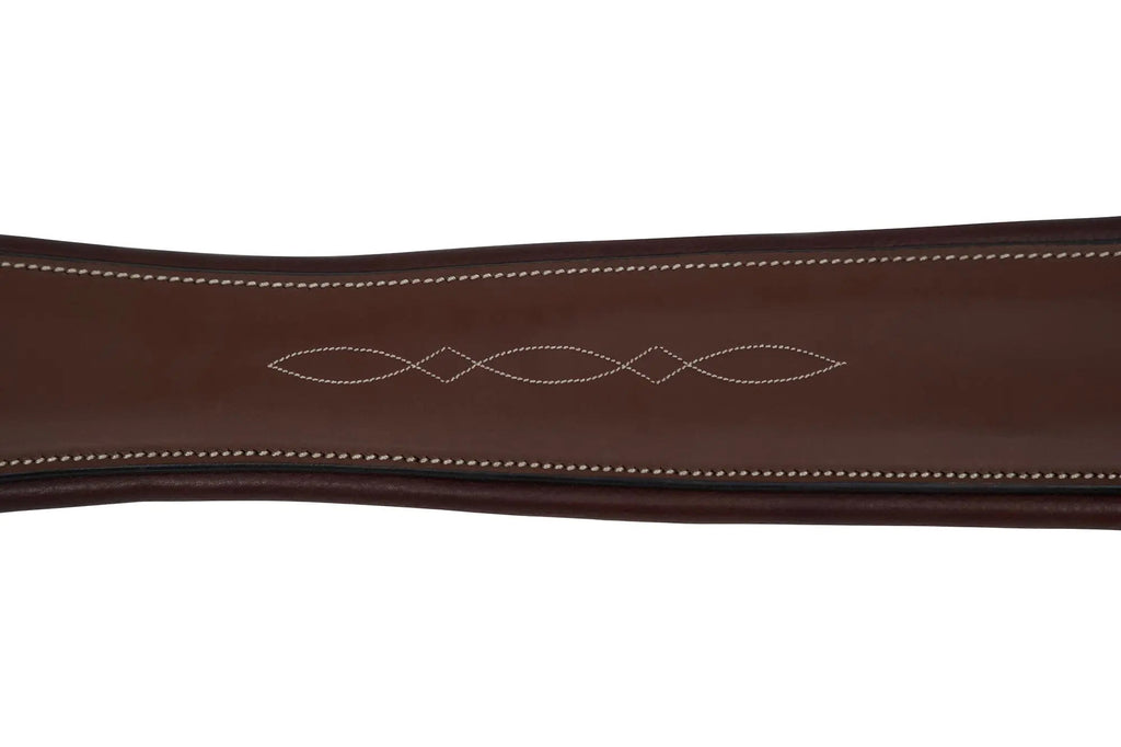 Sedgwick Leather Fancy Stitched Padded Leather Contour Shaped Girth with Double End Elastic