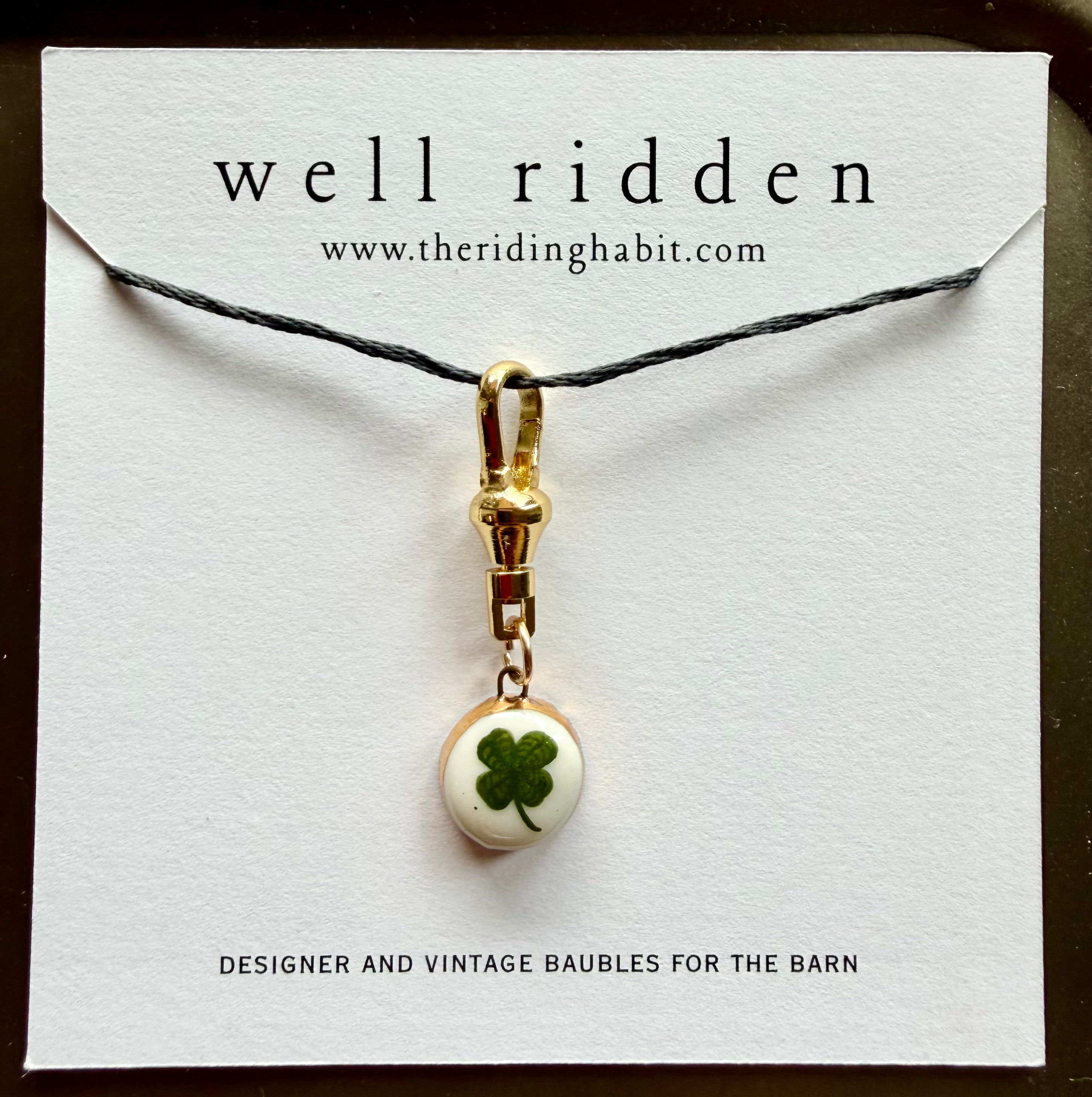 Well Ridden Designer Charm, Handmade, Hand-Painted Porcelain with 22K Gold Accent