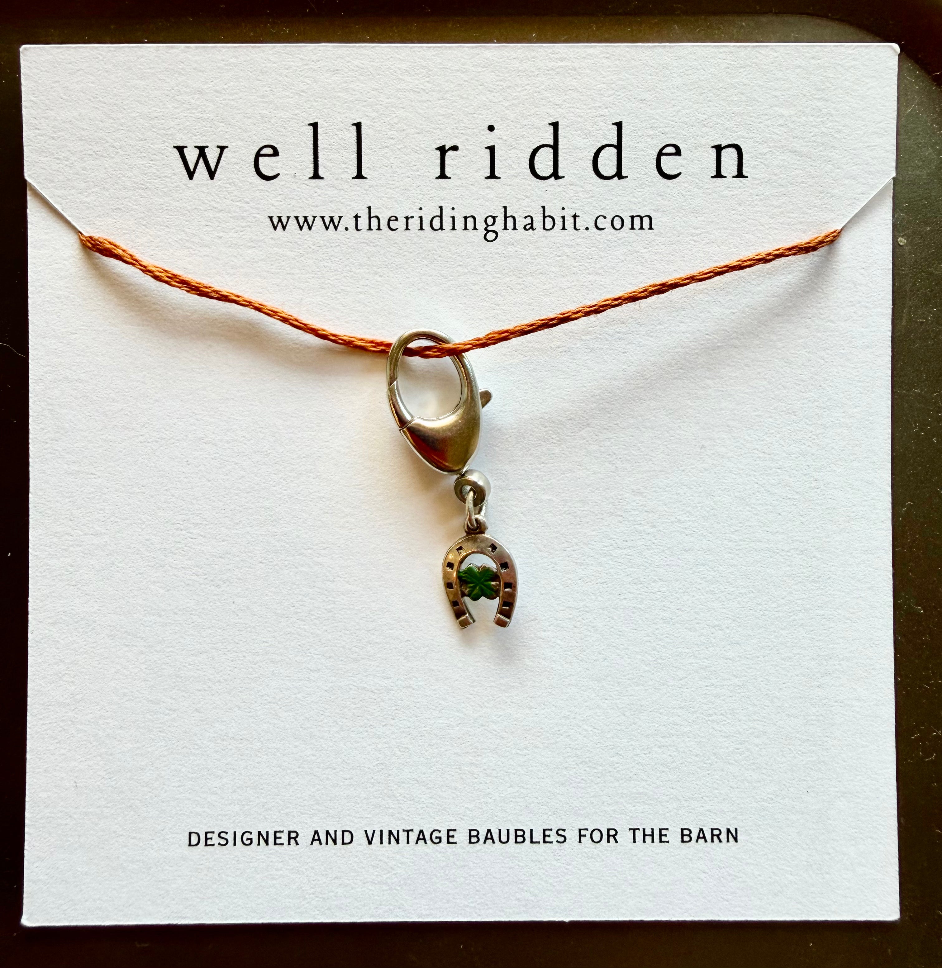 Well Ridden Vintage Charm, German Silver Enamel Lucky Horseshoe