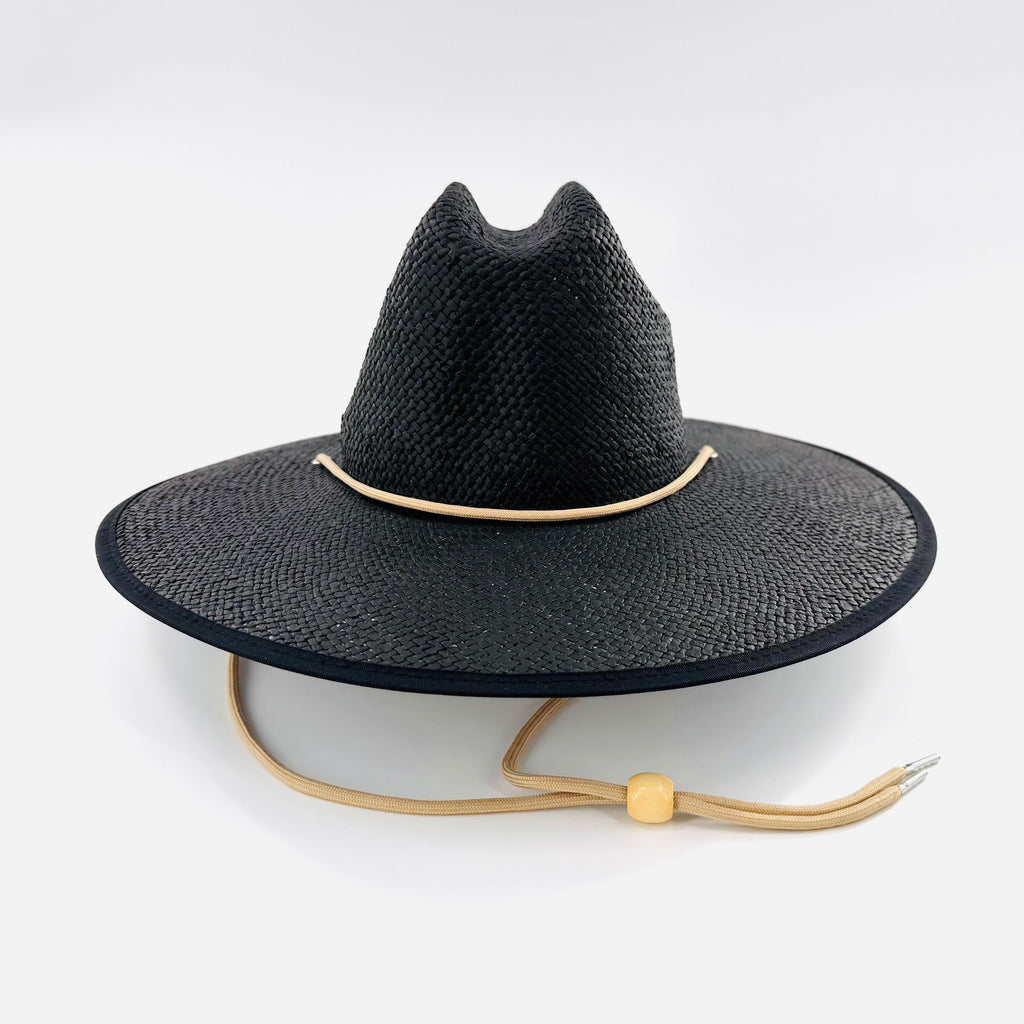 Baldiz Black Sun Hat | Wide Brim Sun Hat with Rope Band