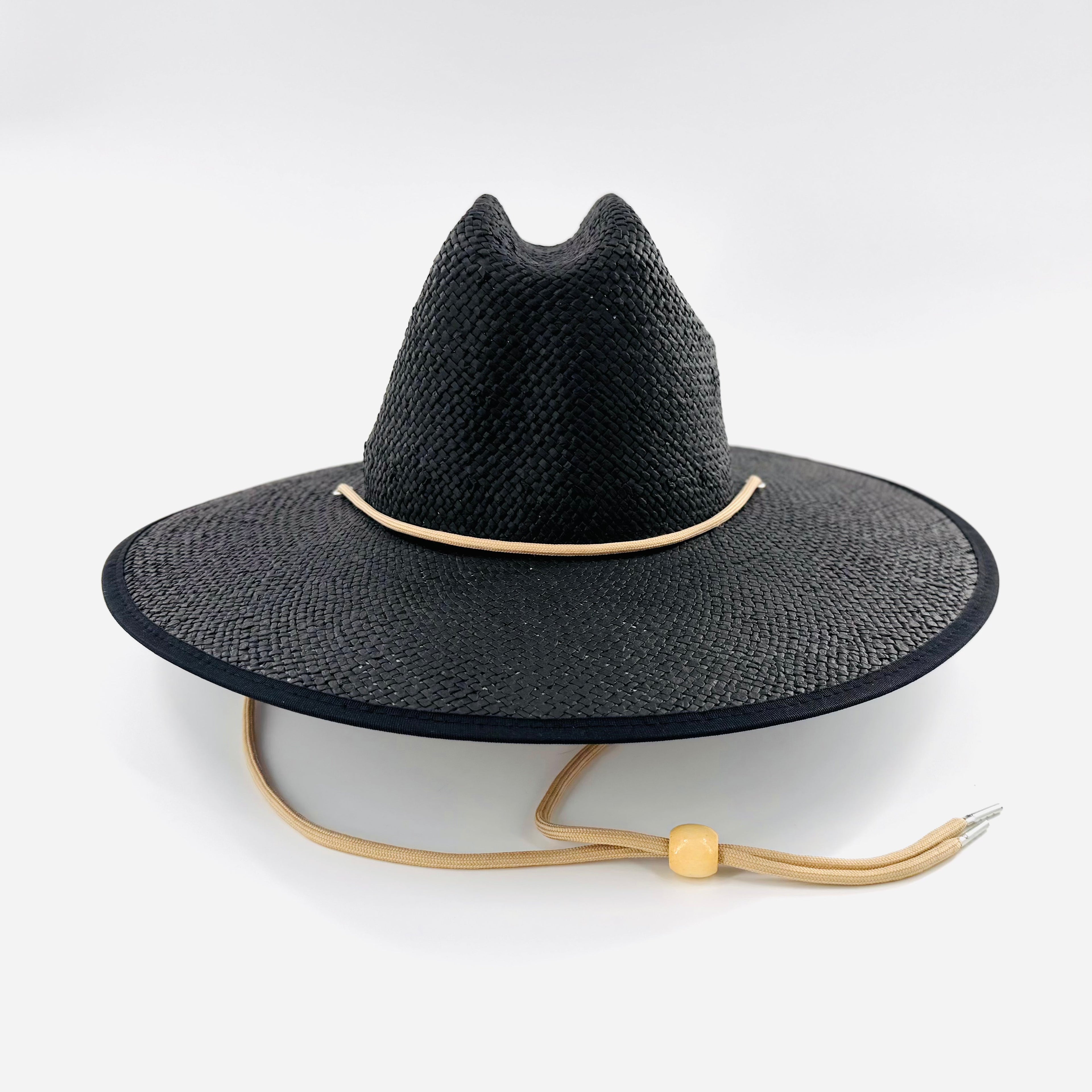 Baldiz Black Sun Hat | Wide Brim Sun Hat with Rope Band