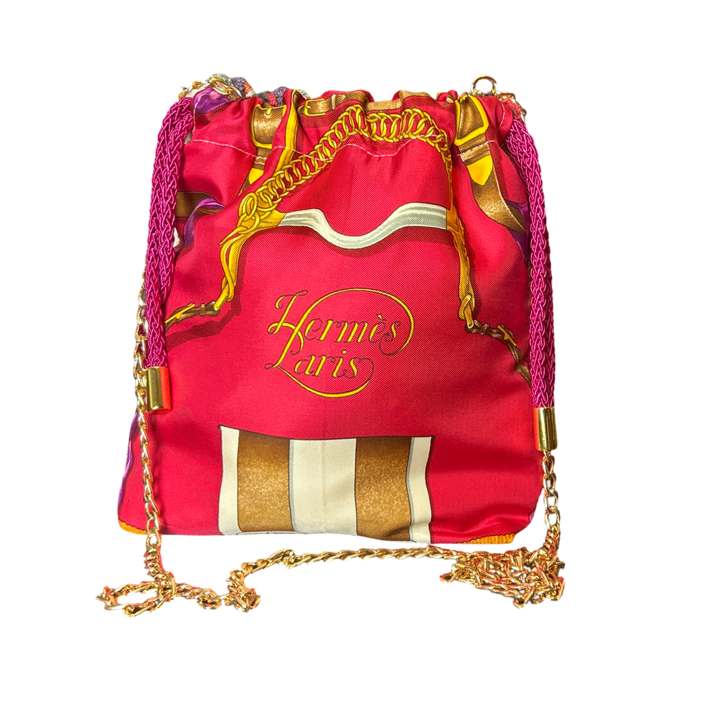 Vintage Hermes Grand Manege Scarf Drawstring Crossbody Bag