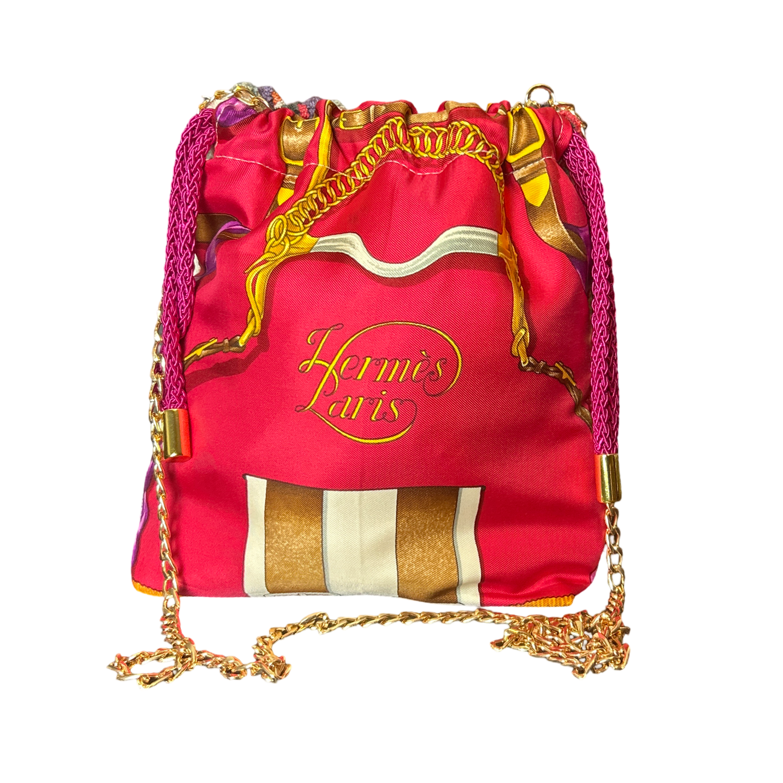 Vintage Hermes Grand Manege Scarf Drawstring Crossbody Bag