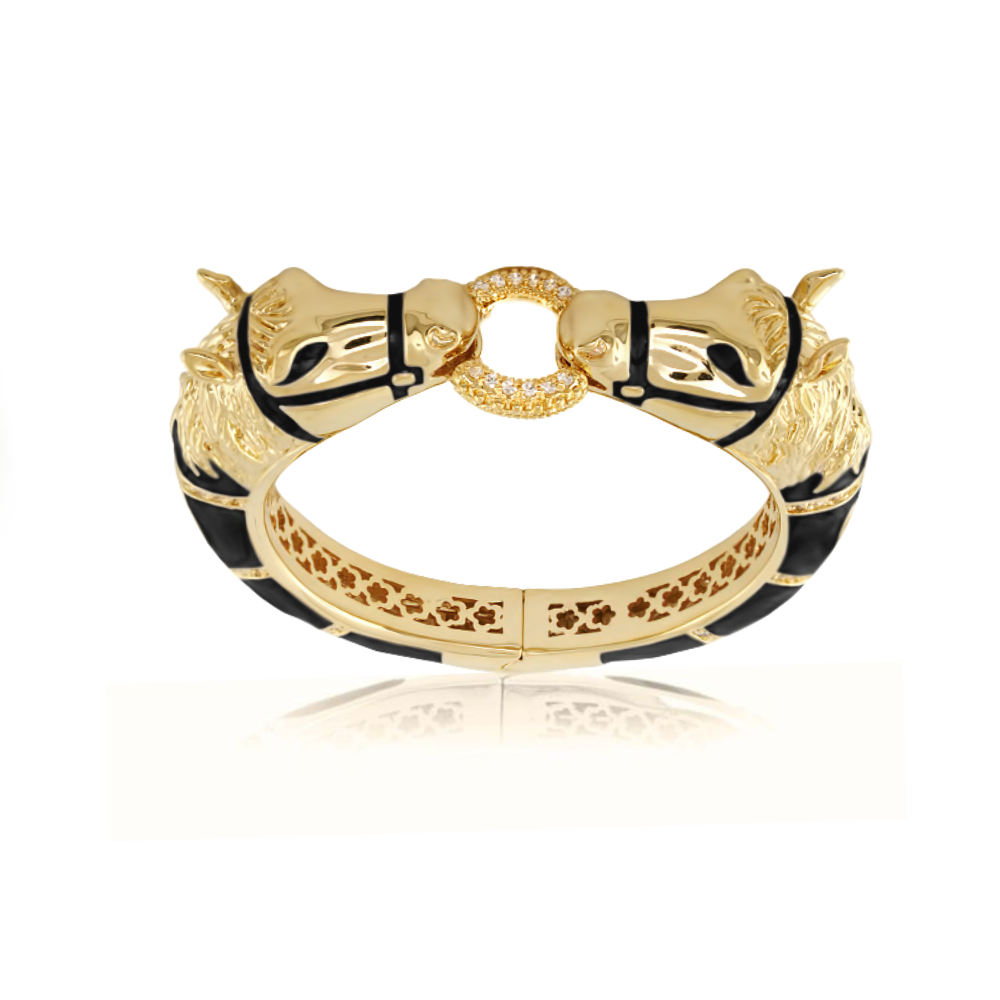 Equestrian Horse Bangle — Pavé Circle