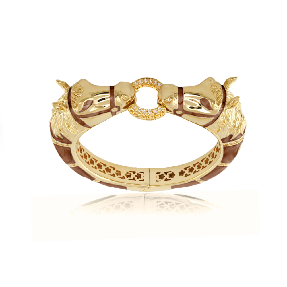 Equestrian Horse Bangle — Pavé Circle
