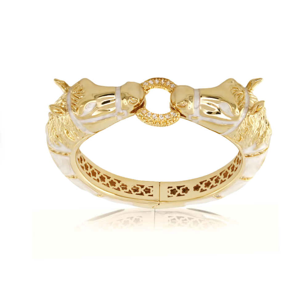 Equestrian Horse Bangle — Pavé Circle