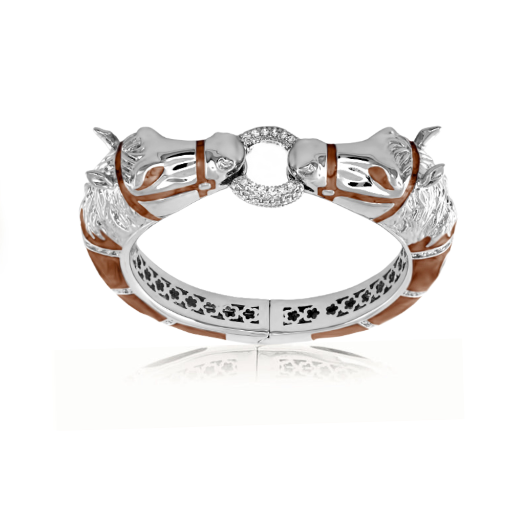Equestrian Horse Bangle — Pavé Circle