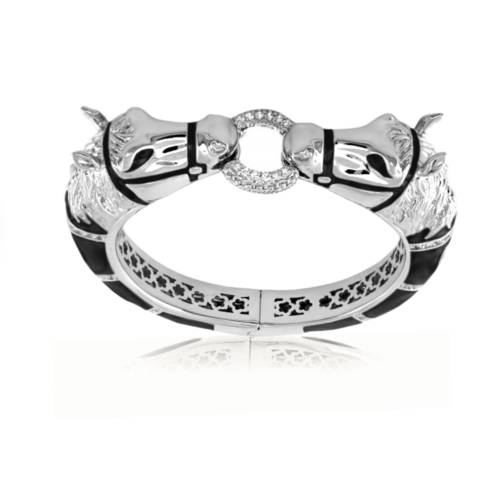 Equestrian Horse Bangle — Pavé Circle