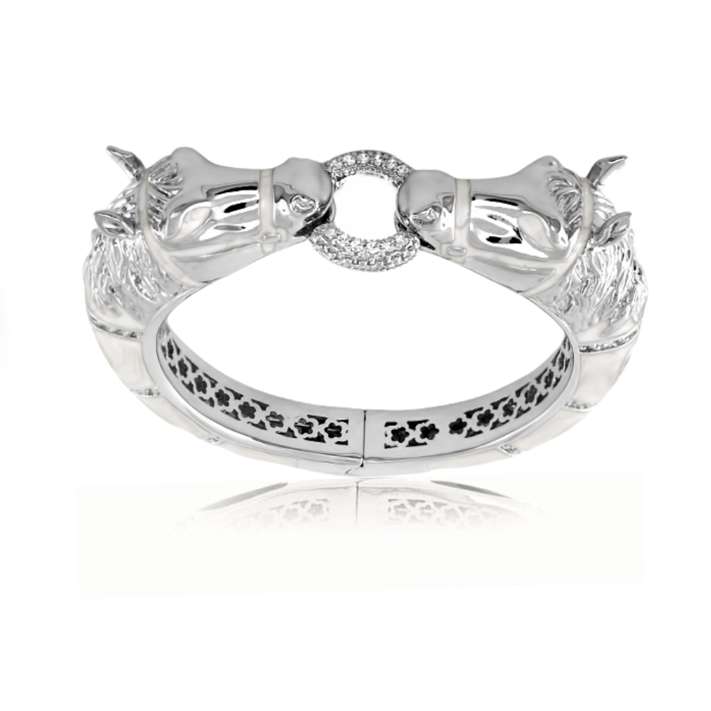 Equestrian Horse Bangle — Pavé Circle