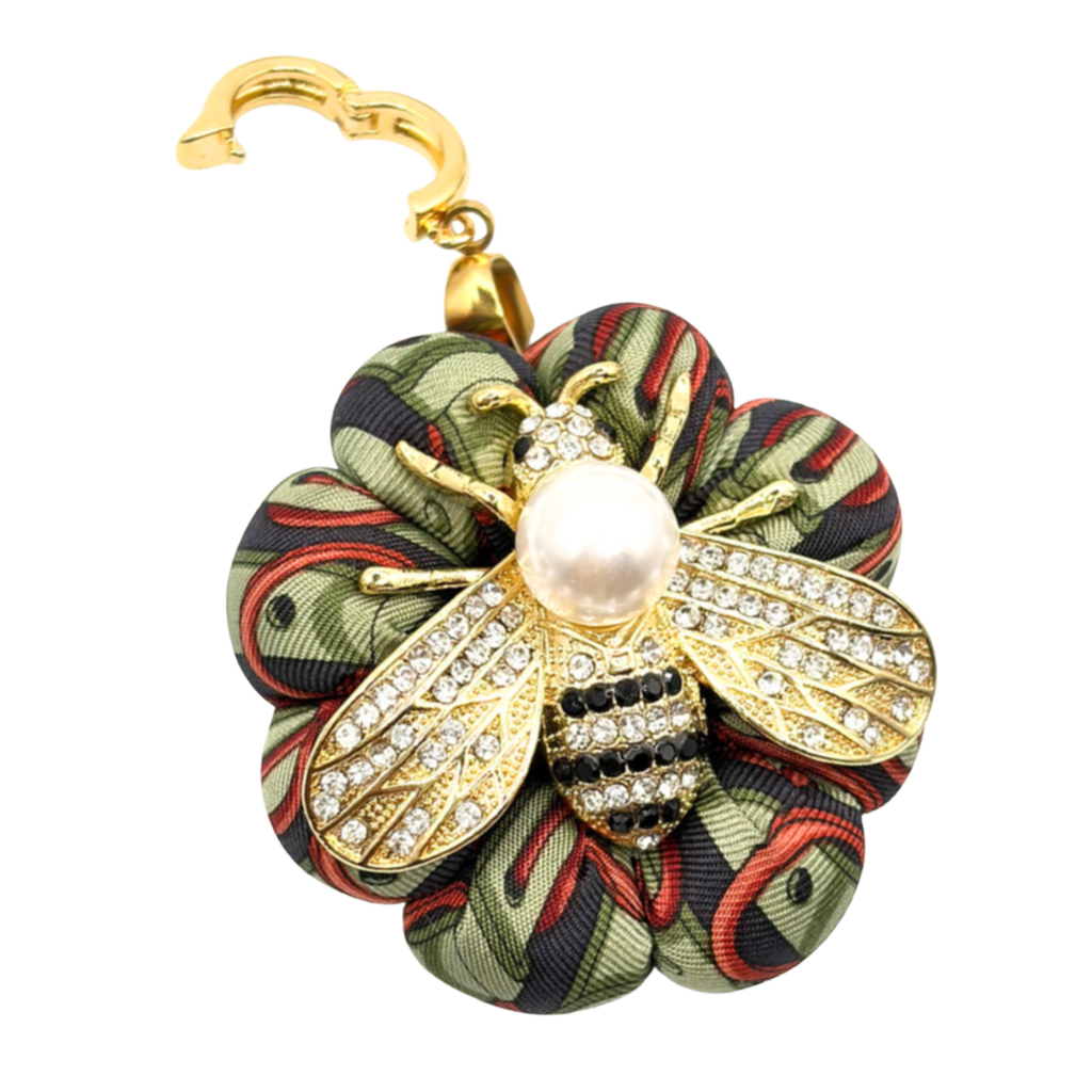 Vintage Gucci Belt Print Bumblebee Silk Necktie Necklace