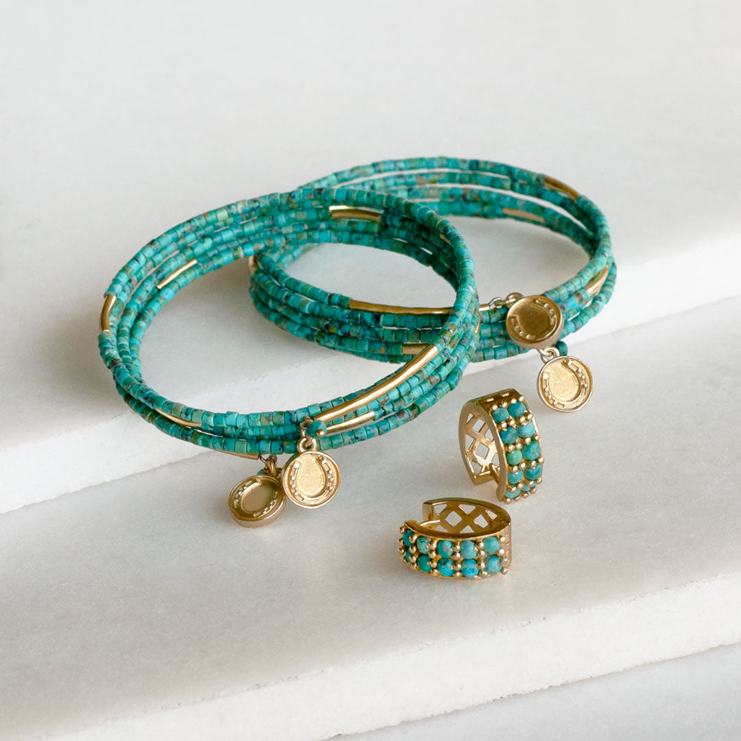 Prism - Turquoise Pave Horseshoe Earring