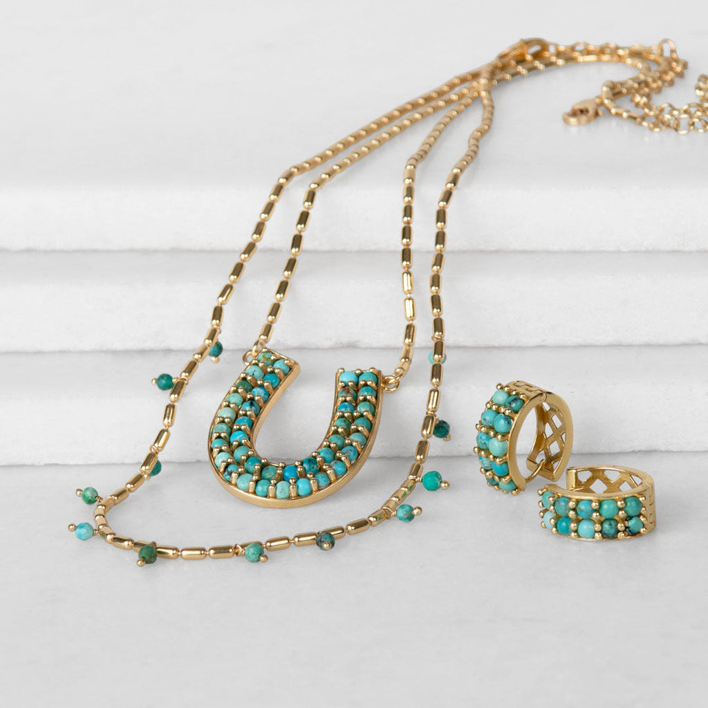 Prism - Turquoise Pave Horseshoe Earring