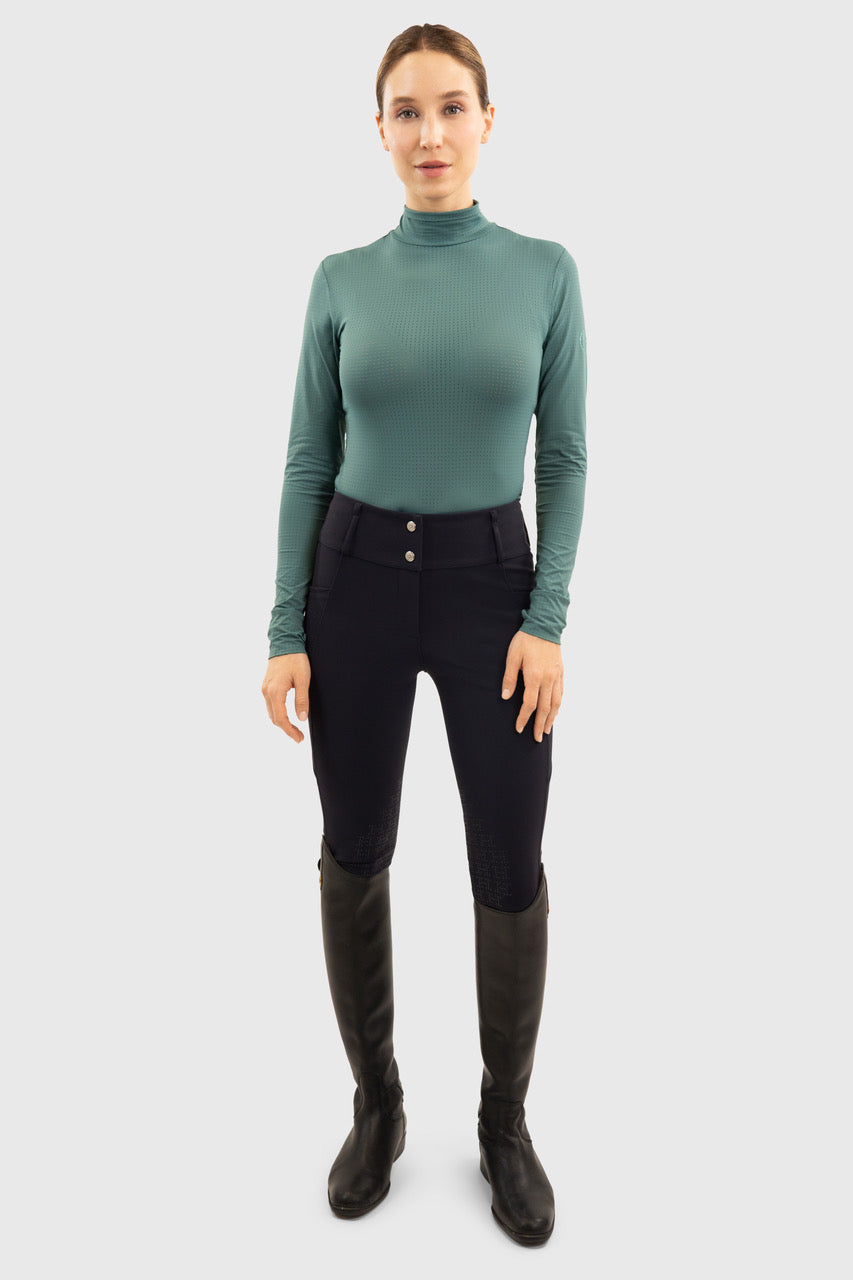 Harcour Venti Womens Mock Neck Perforated Long Sleeve Technical Shirt