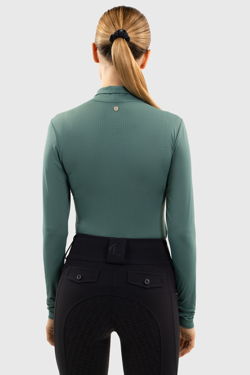 Harcour Venti Womens Mock Neck Perforated Long Sleeve Technical Shirt