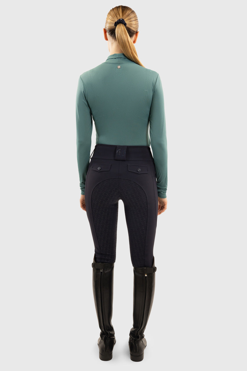 Harcour Venti Womens Mock Neck Perforated Long Sleeve Technical Shirt
