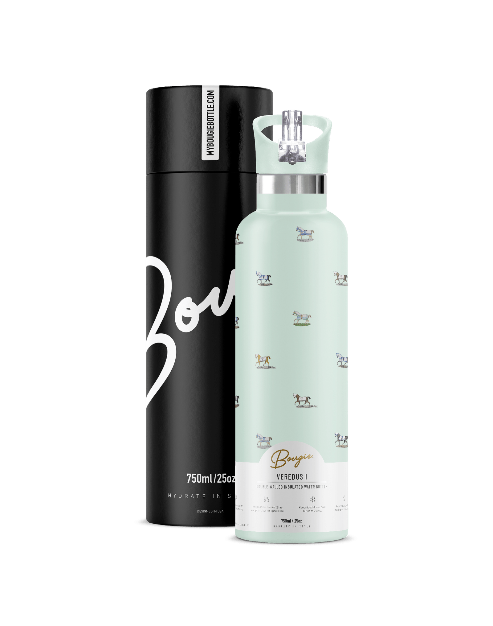 My Bougie Bottle Veredus I 25oz Insulated Bottle | Mint Horse Motif