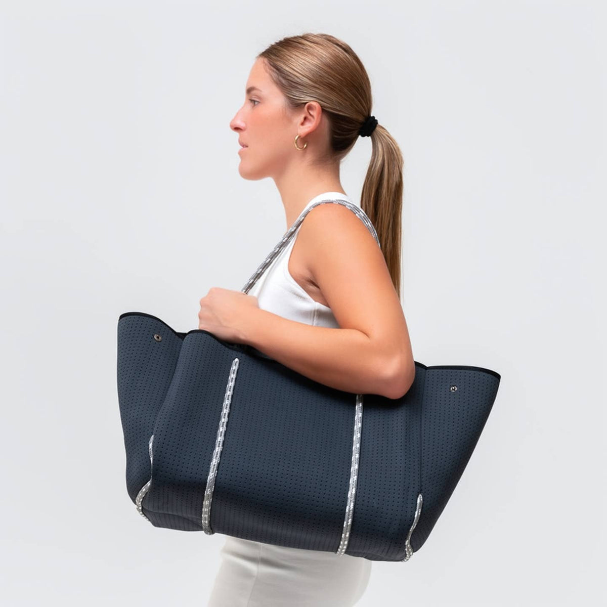 Large Neoprene Tote Bag Shades of Grey