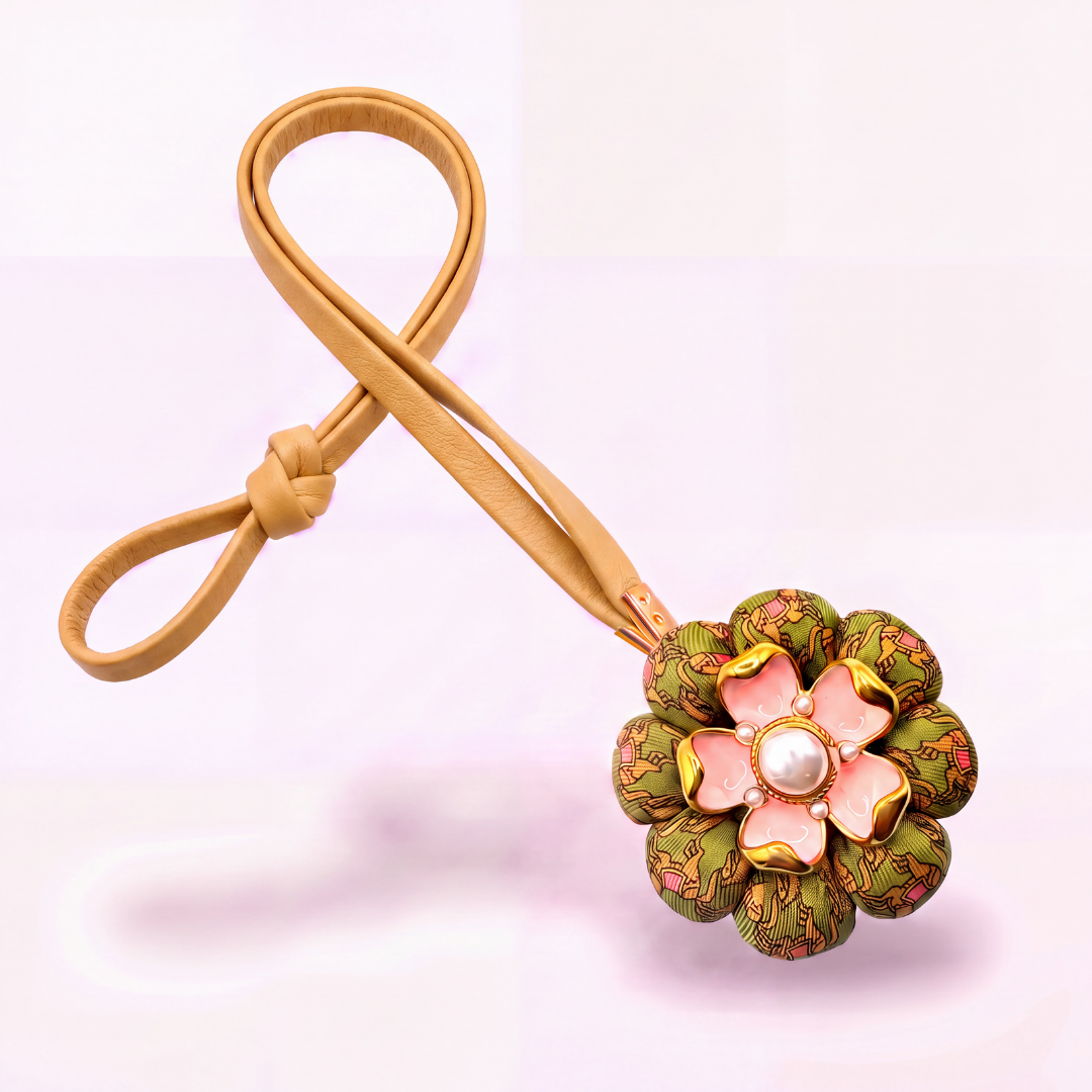 Vintage Ferragamo Equestrian Print Silk Necktie Bag Charm