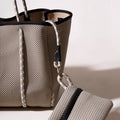 Large Neoprene Tote Bag Dotted Taupe