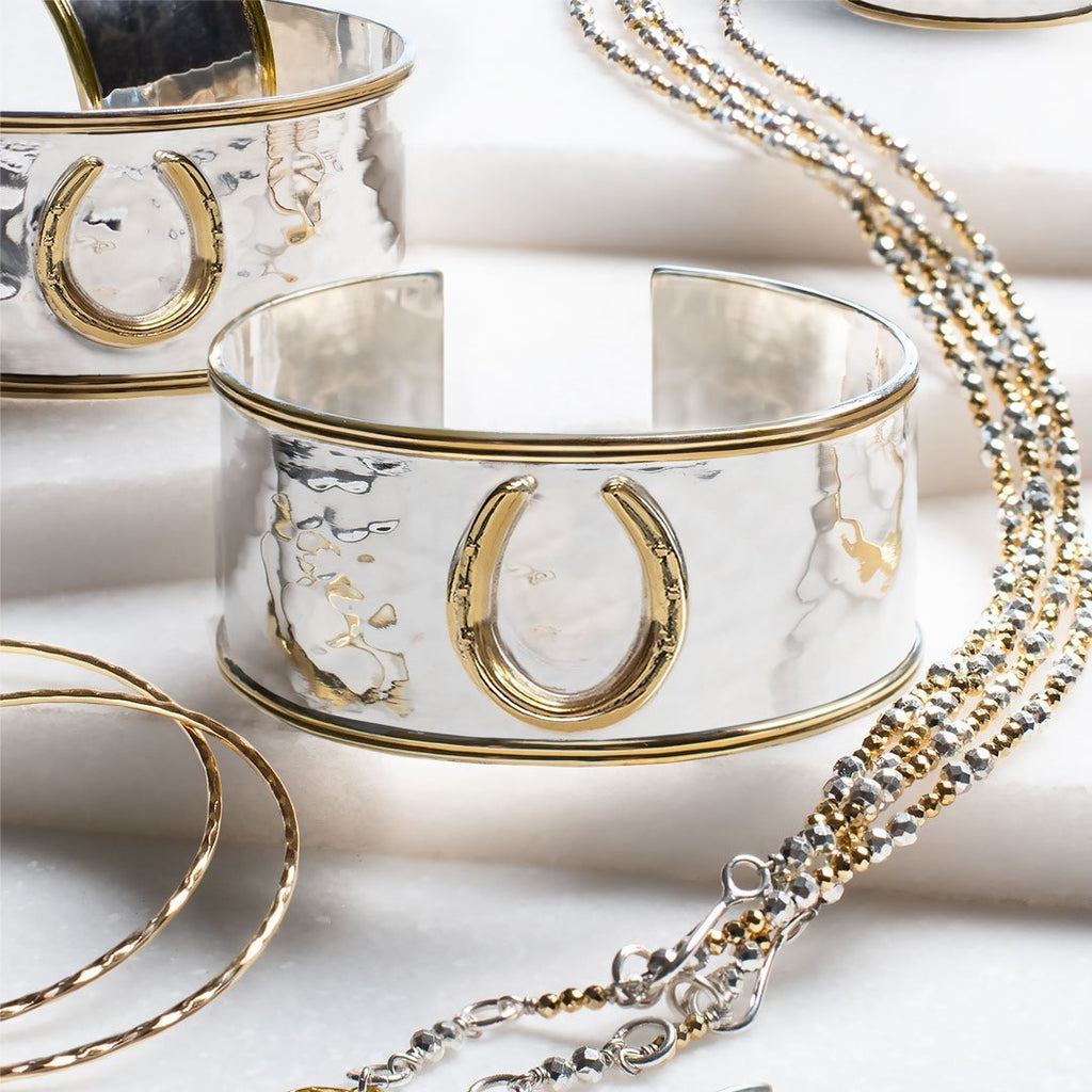 Cody - Horseshoe Wrist Cuff Bracelet in Two Tone