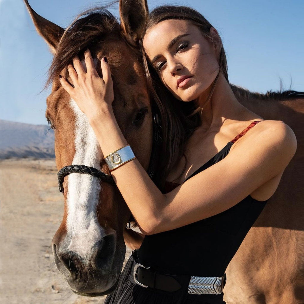 Cody - Horseshoe Wrist Cuff Bracelet in Two Tone