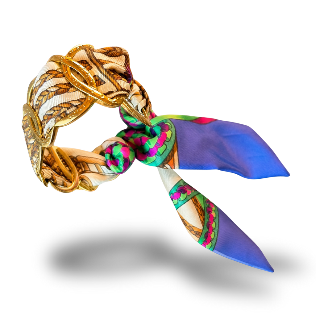 Vintage Hermes Rubans du Cheval Scarf Cuff Bracelet