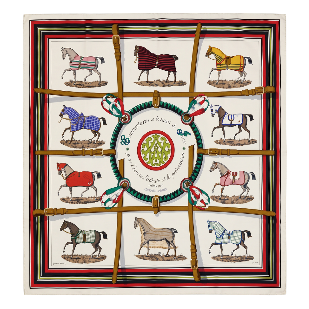 Vintage Hermes Couvertures et Tenues du Jour Scarf Crossbody Bag