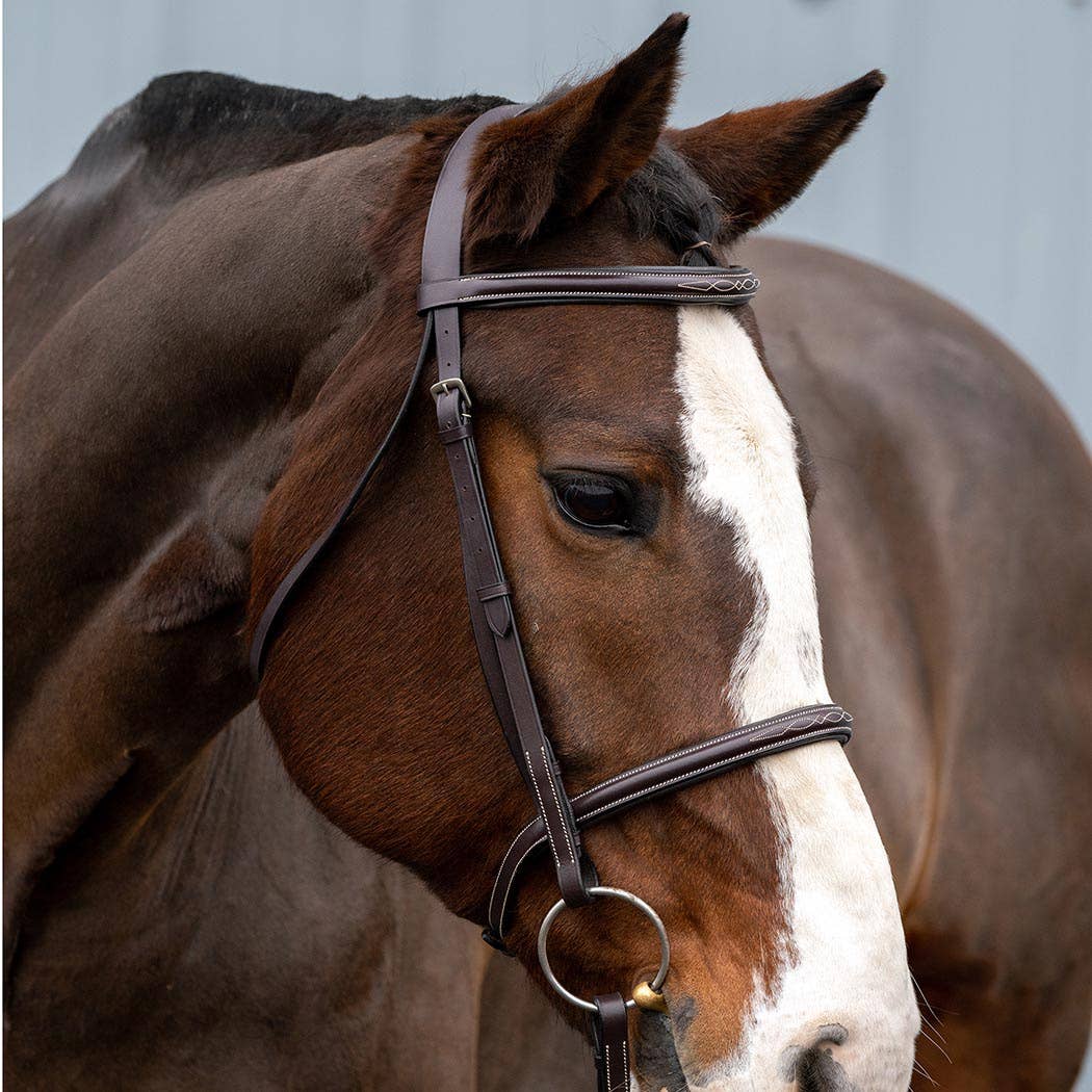 Royal Liverpool - Fancy Raised Leather Hunter Bridle - Havana Brown