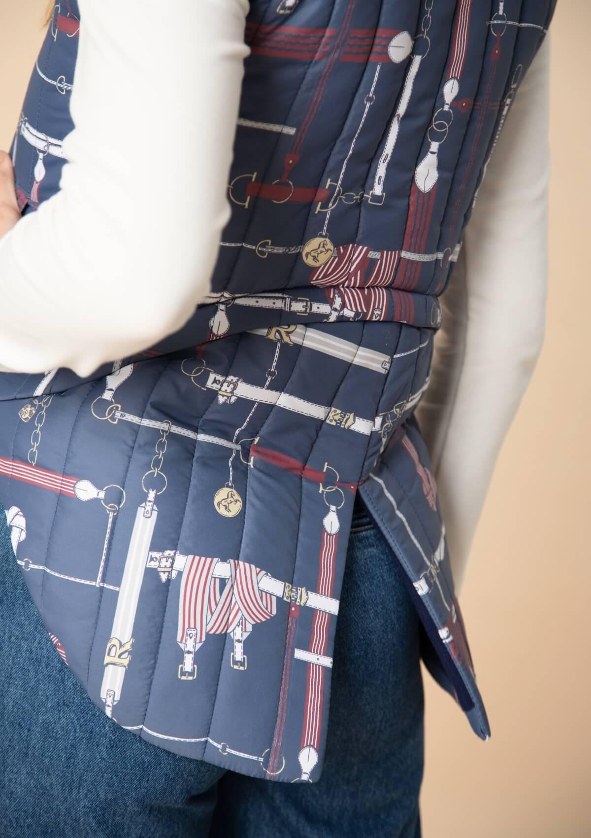 Florence Quilted Vest | Jubilea Print | Navy-Burgundy