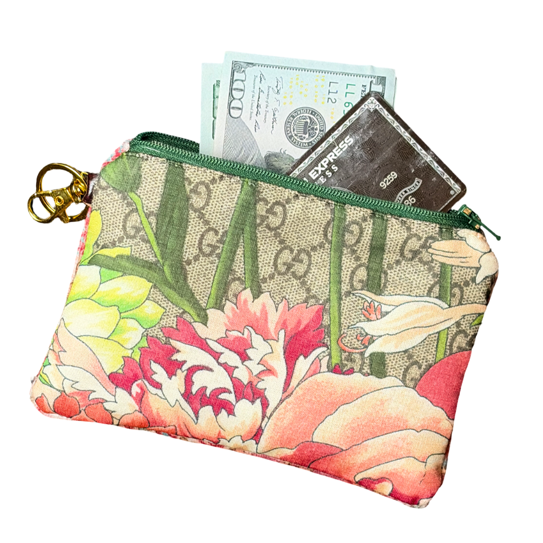 Vintage Gucci Bouquet Vintage Silk Scarf Coffee Run Keychain Bag