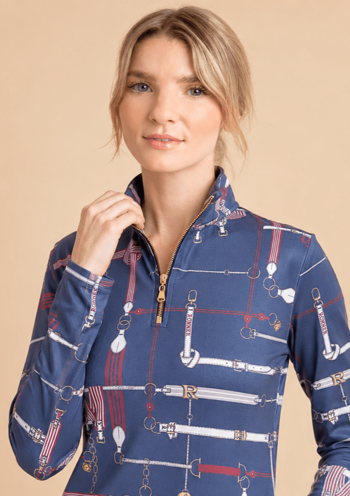 Harmony Midlayer – Jubilea Print - Navy & Burgundy – Long Sleeve