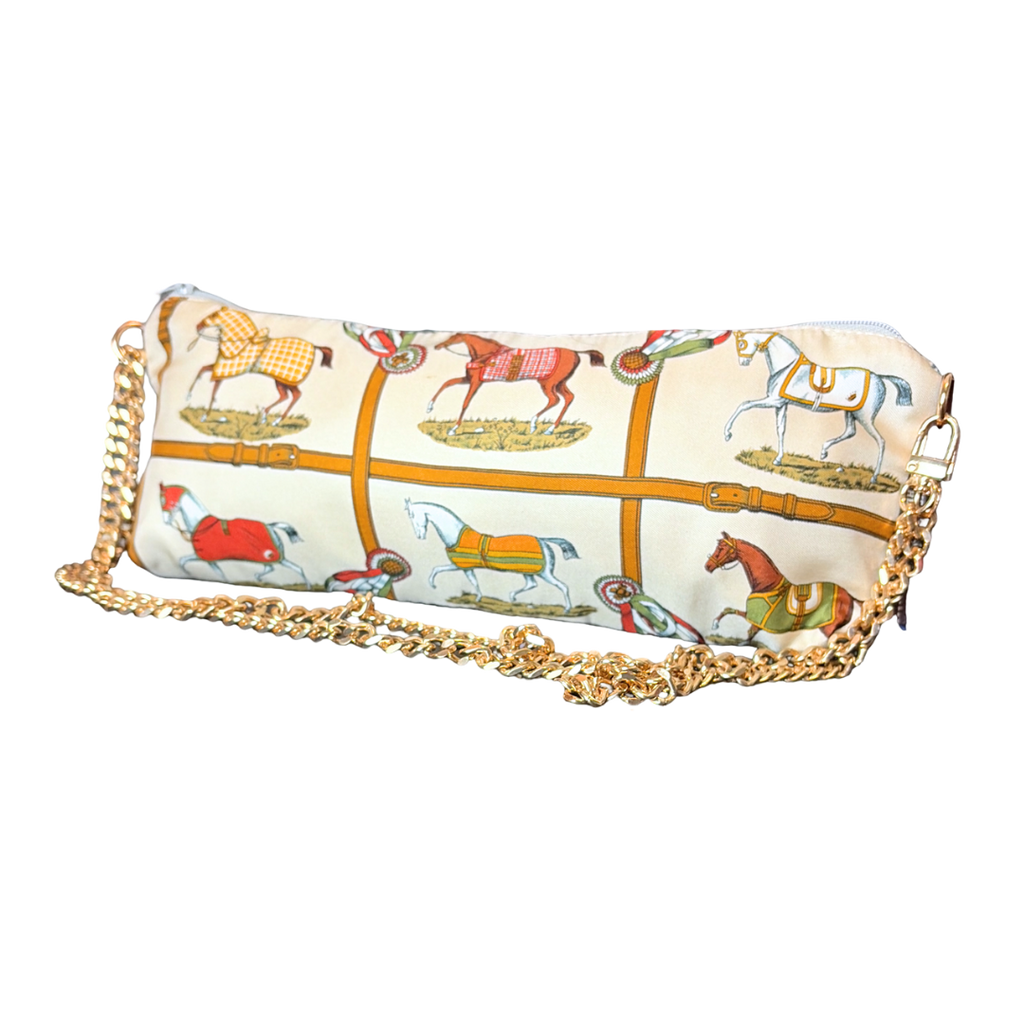 Vintage Hermes Petits Chevaux Ivory Scarf Crossbody Bag