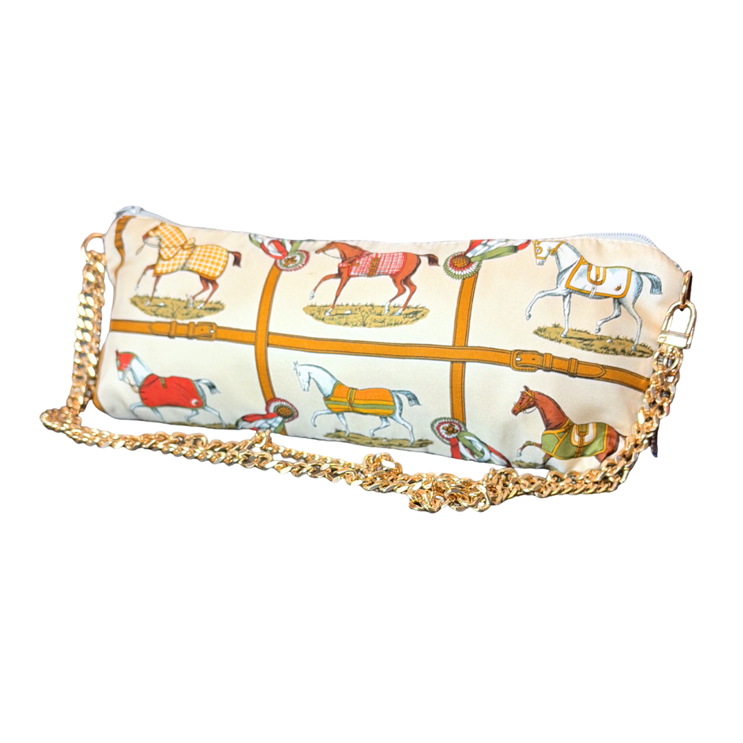 Vintage Hermes Petits Chevaux Ivory Scarf Crossbody Bag