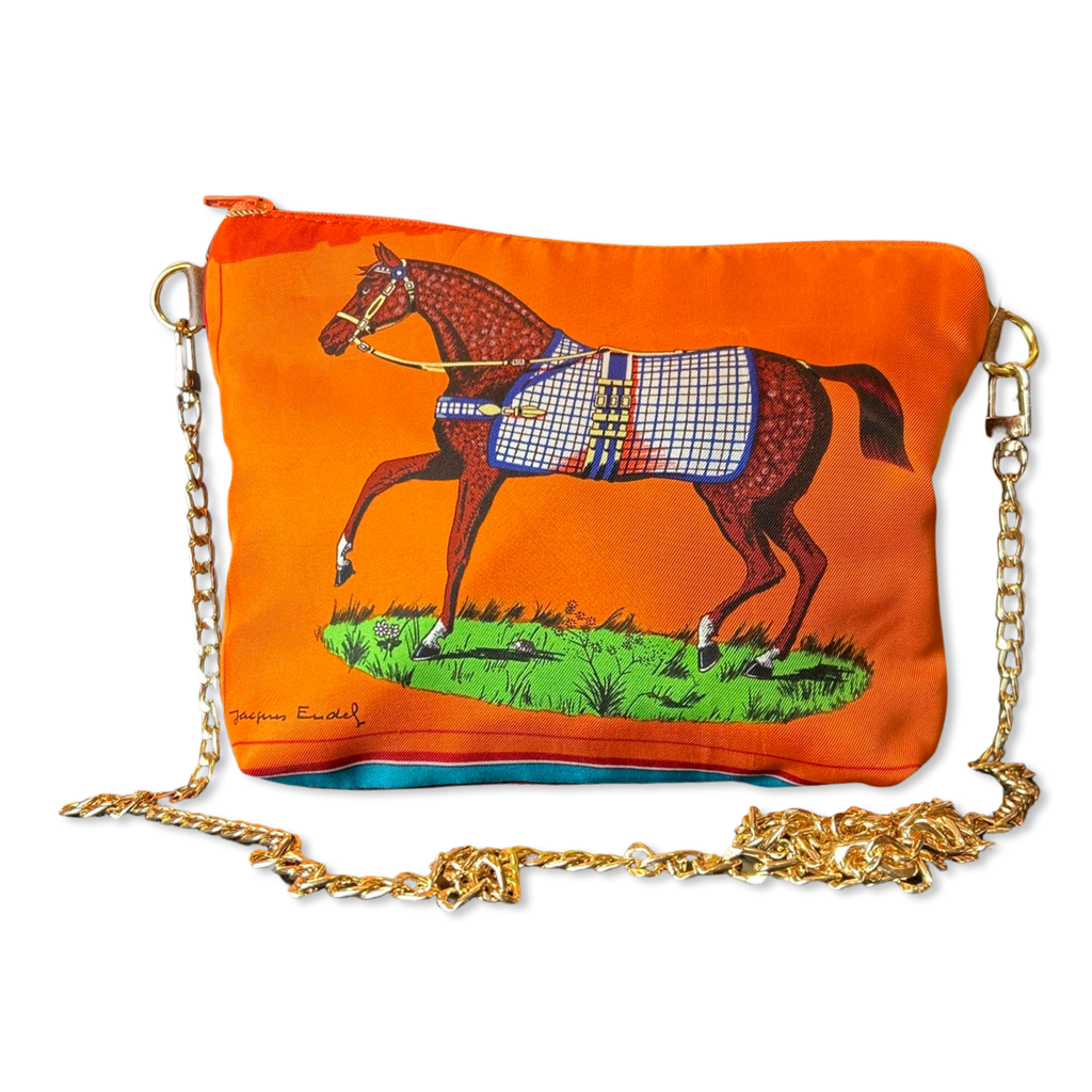 Vintage Hermes Couvertures et Tenues du Jour Orange Scarf Crossbody Bag