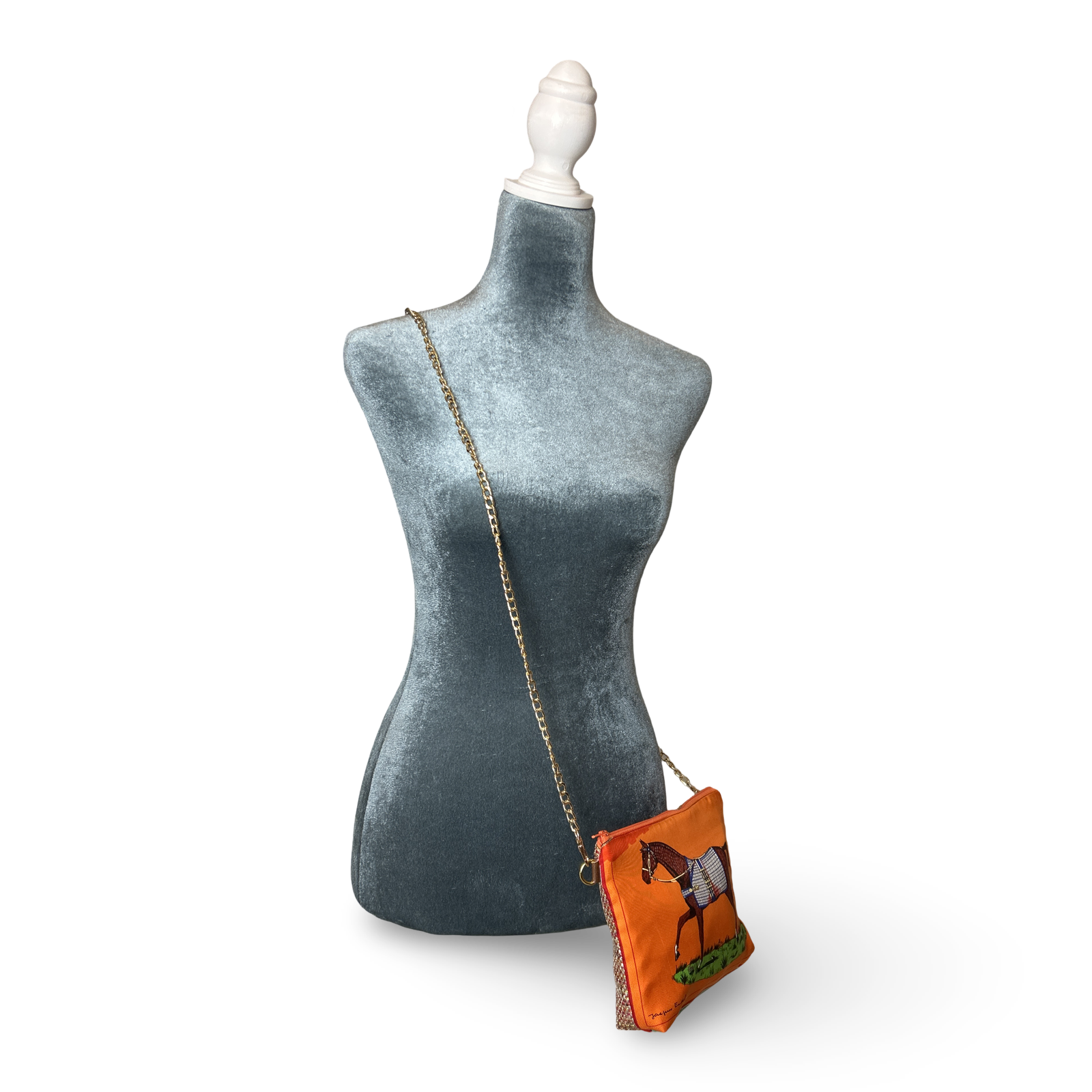 Vintage Hermes Couvertures et Tenues du Jour Orange Scarf Crossbody Bag