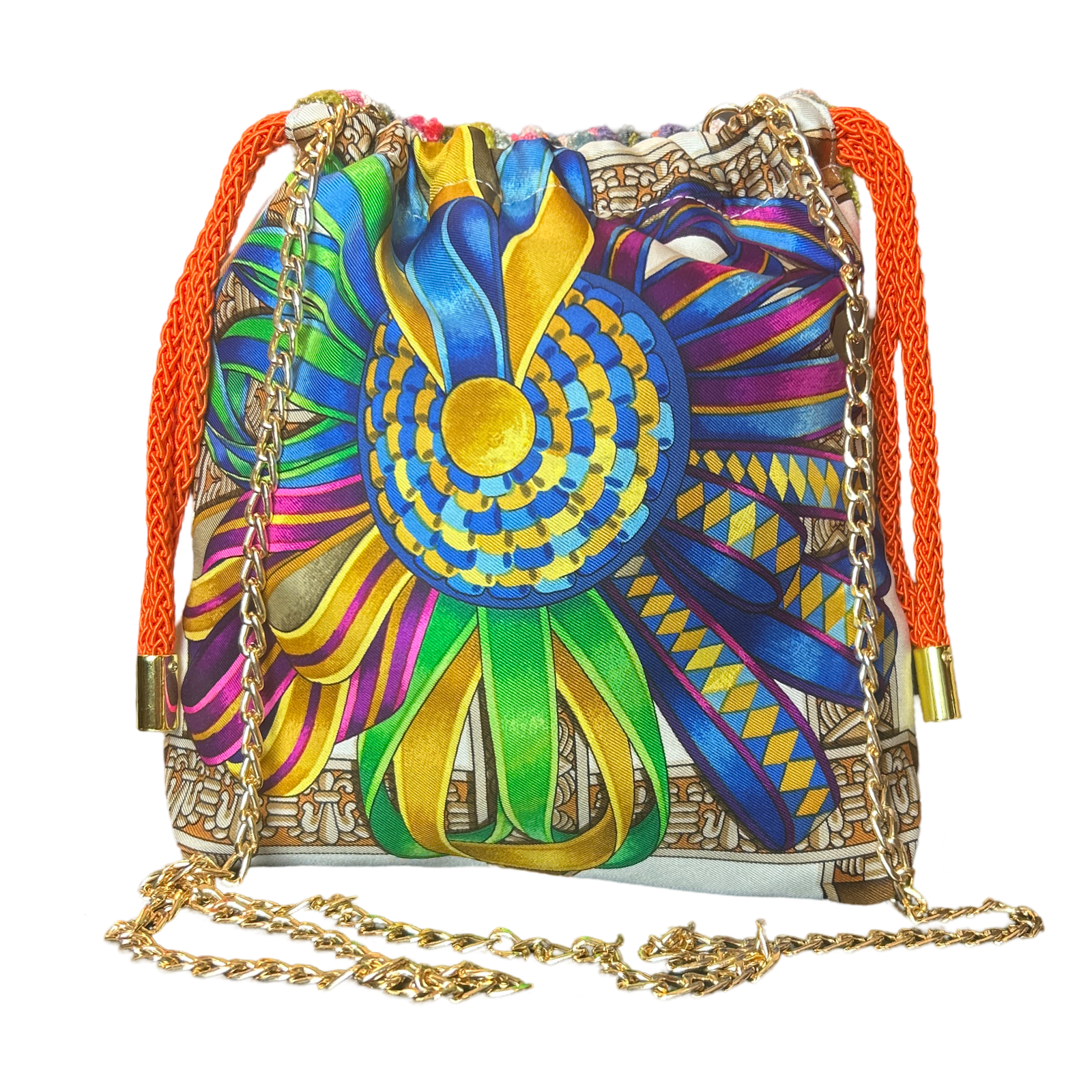 Vintage Rubans du Cheval Blanc Scarf Drawstring Crossbody Bag
