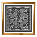 Vintage Leopards Bandana Framed Vintage Silk Scarf 27"