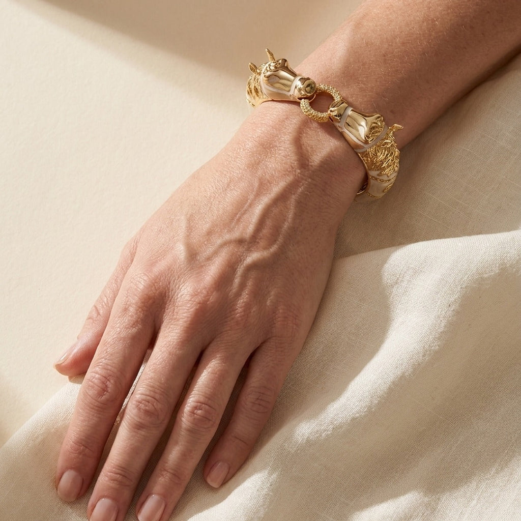 Equestrian Horse Bangle — Pavé Circle