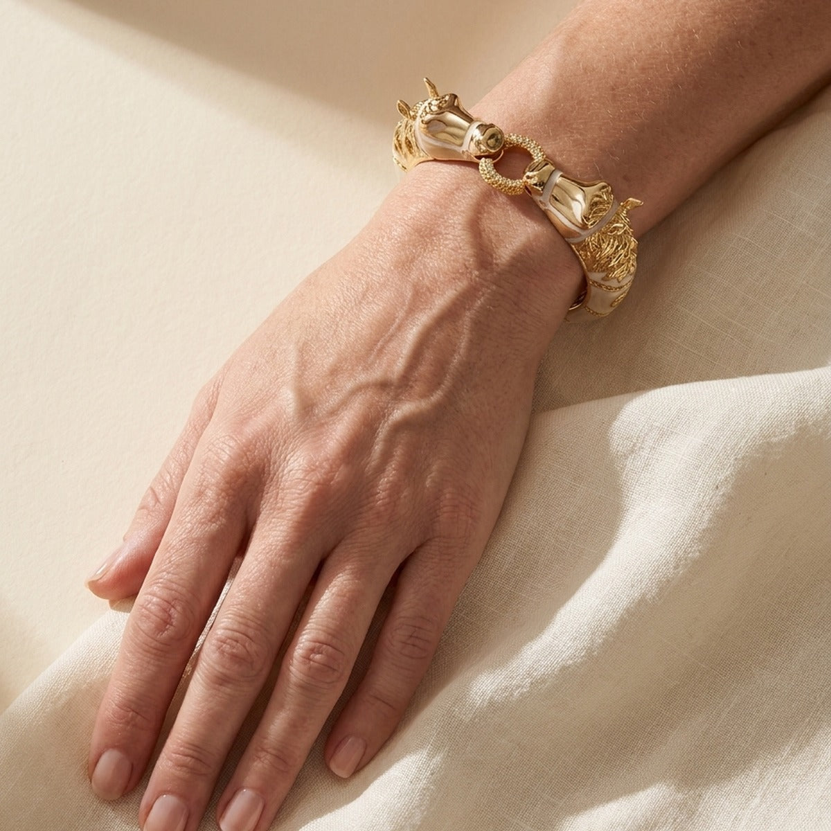 Equestrian Horse Bangle — Pavé Circle