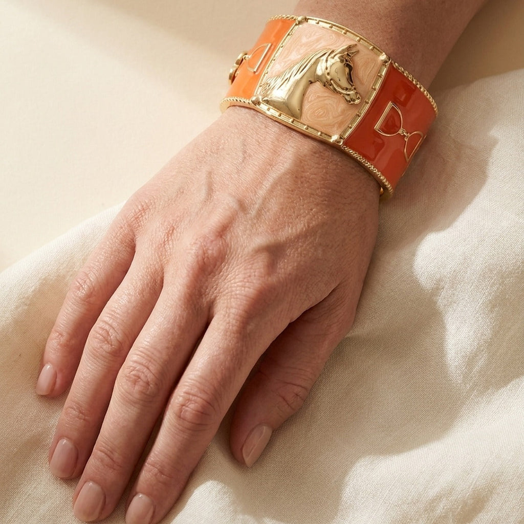 Equestrian Bangle — Coral Horse Head