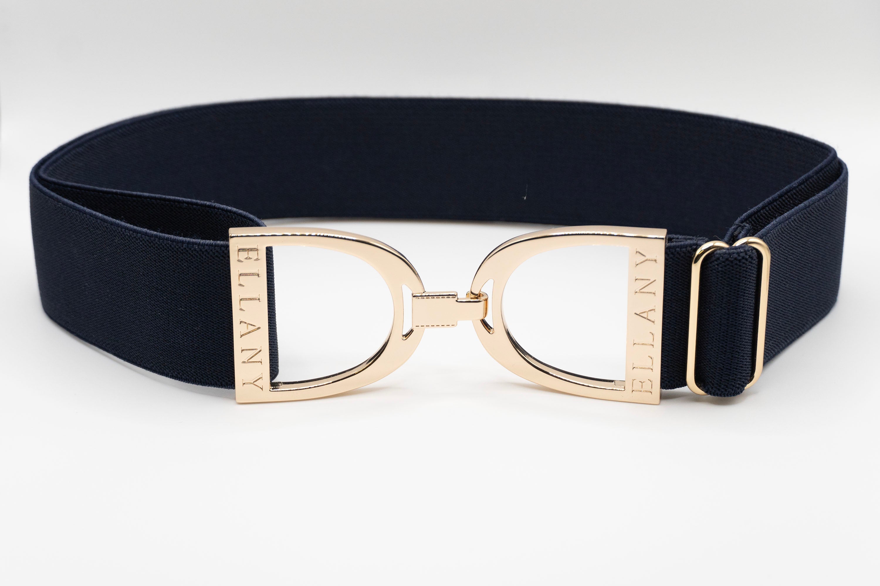 Huston x Ellany Navy - 1.5" Gold Stirrup Elastic Belt