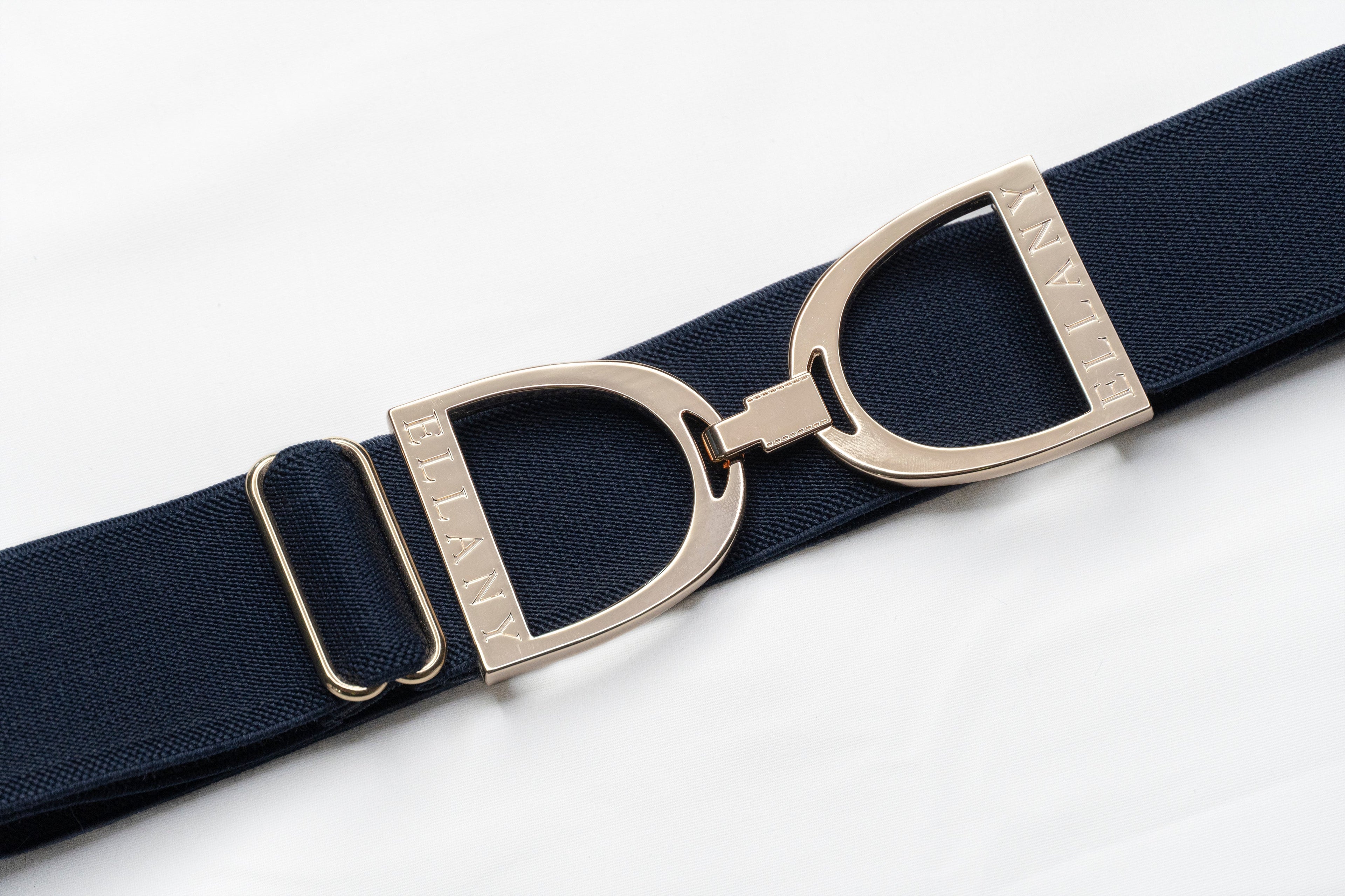 Huston x Ellany Navy - 1.5" Gold Stirrup Elastic Belt