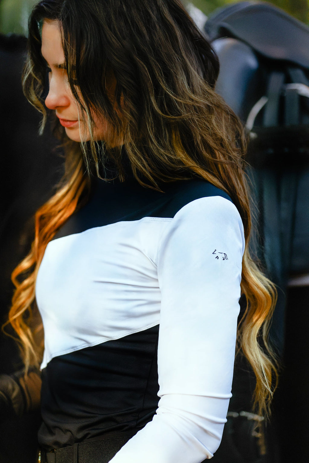 The Proper Fox Mockneck Colorblock Black & White