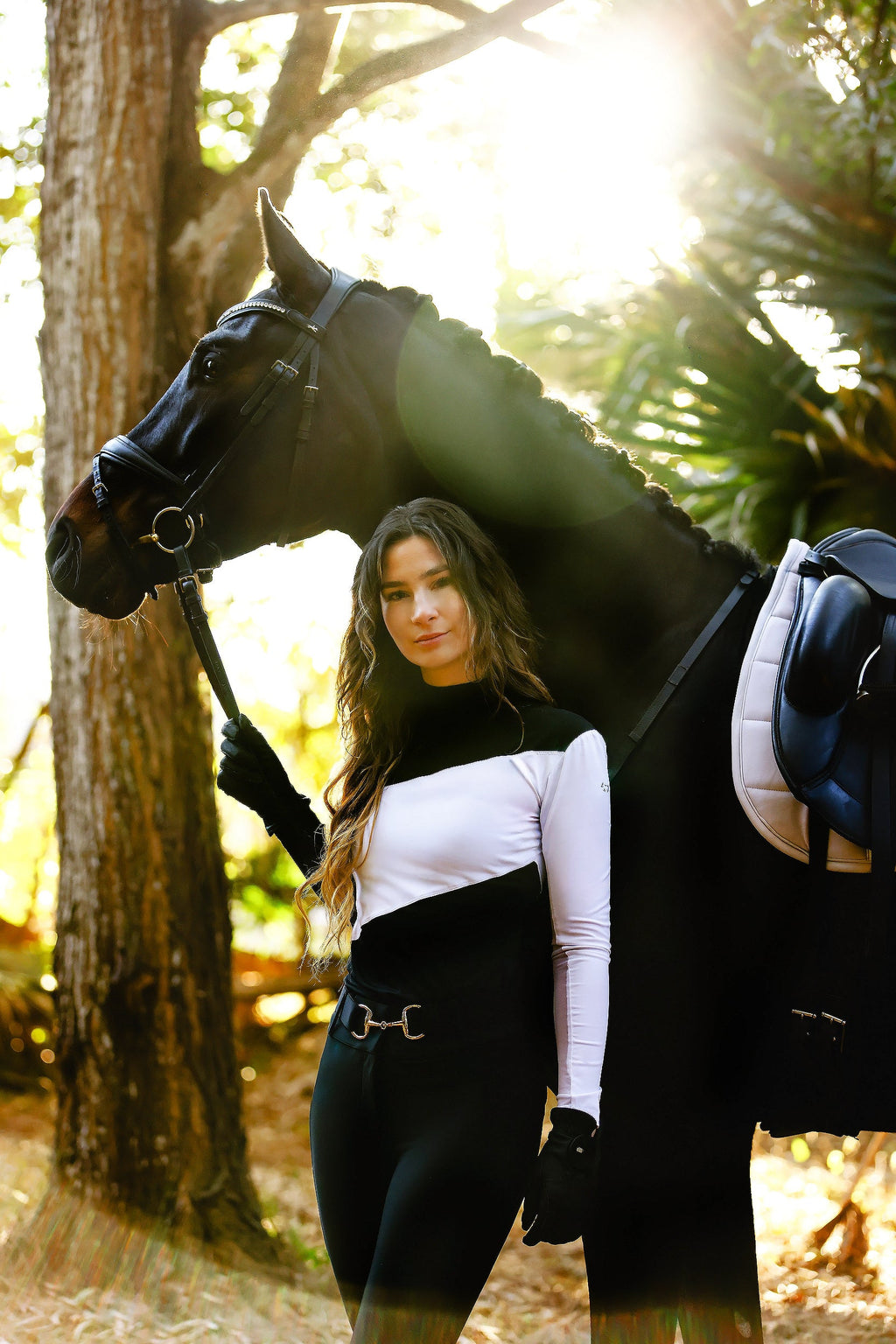 The Proper Fox Mockneck Colorblock Black & White