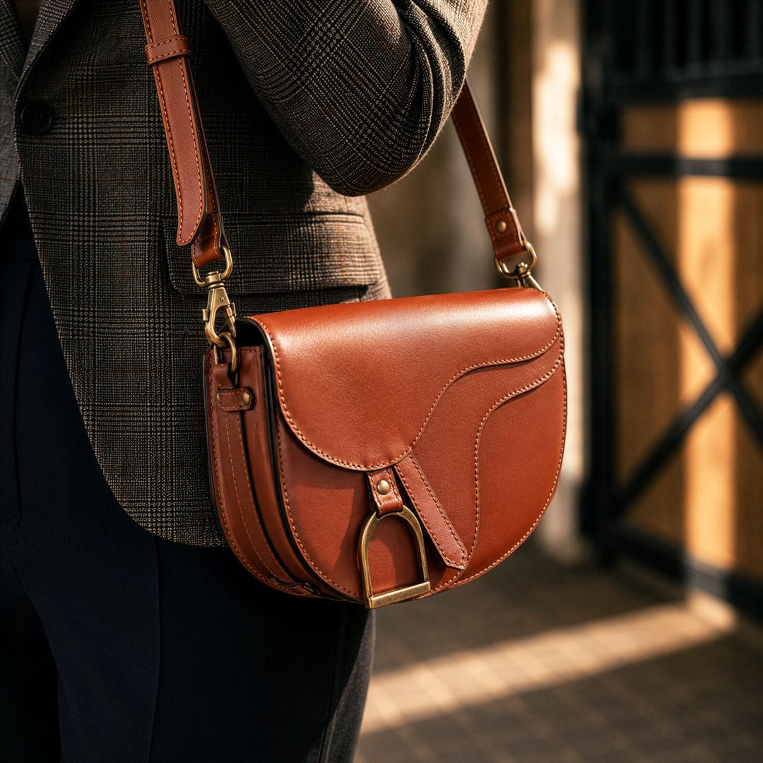 Signature Saddle Bag - Luxury Leather Handbag in Cognac