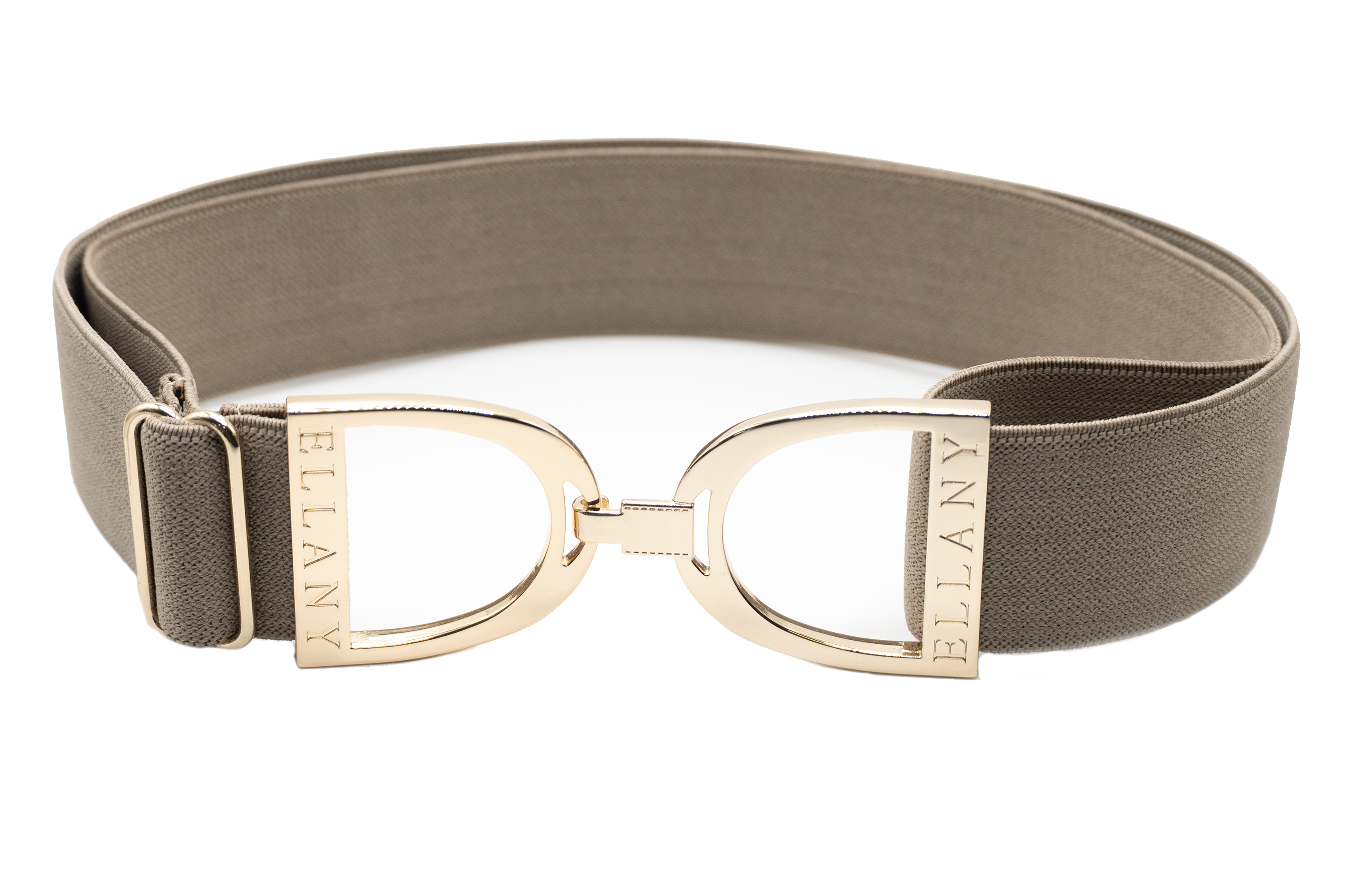 Taupe - 1.5" Gold Stirrup Elastic Belt