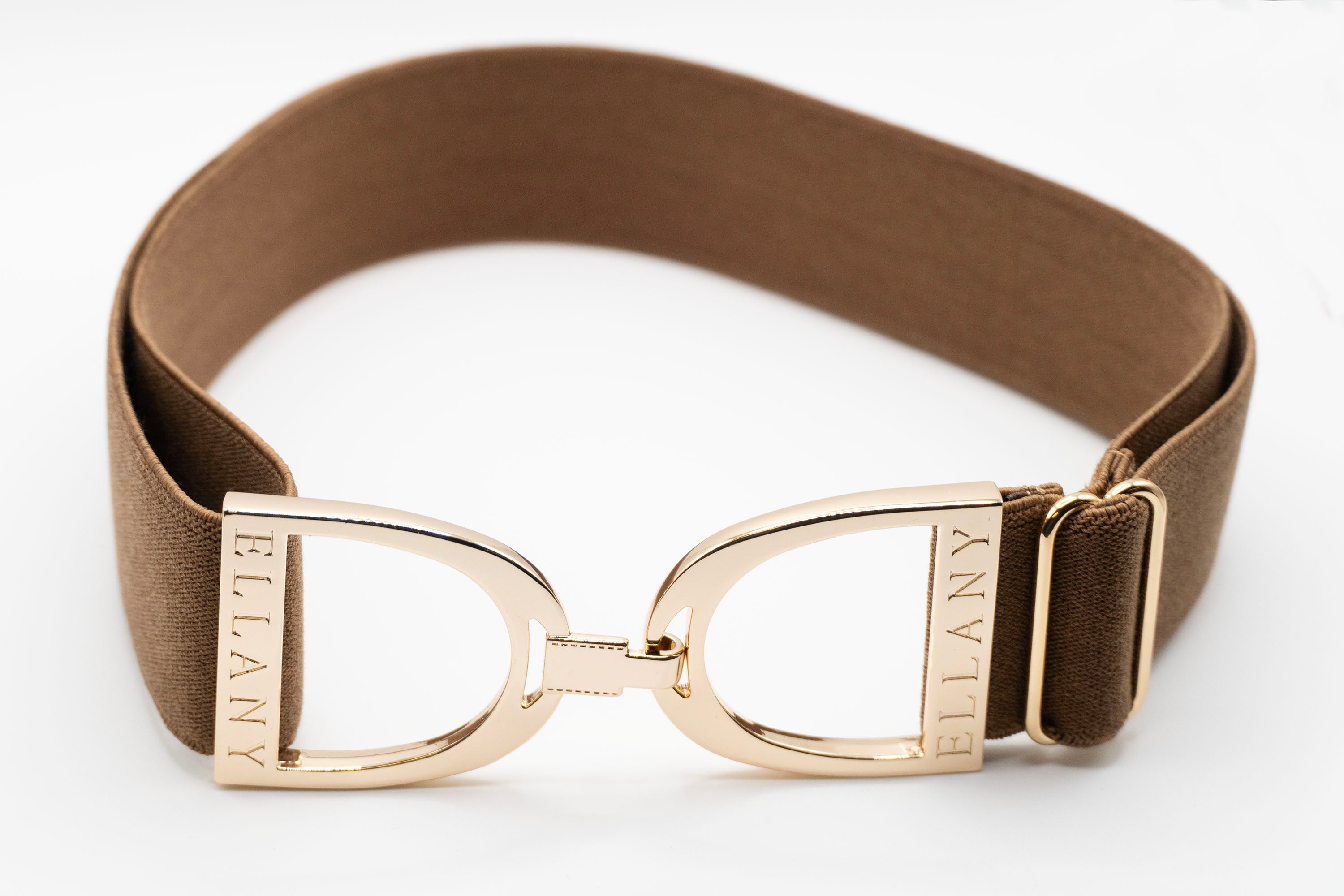 Huston x Ellany Toffee- 1.5" Gold Stirrup Elastic Belt