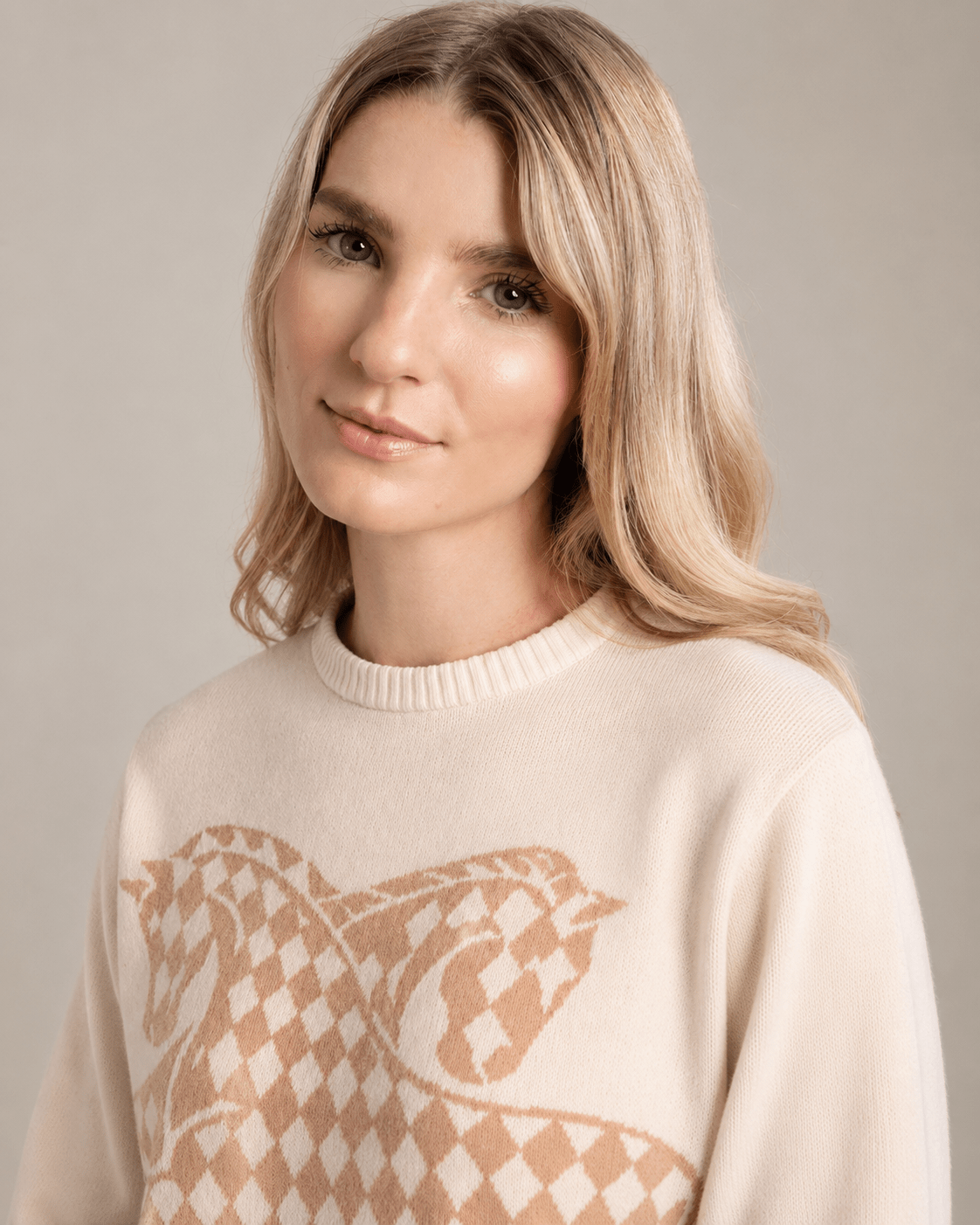 The Harlequin Horses Sweater | Cream